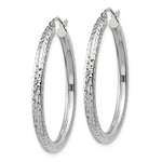 Load image into Gallery viewer, 14K White Gold Diamond Cut Classic Round Diameter Hoop Textured Earrings 35mm x 3mm
