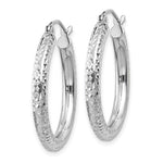 Load image into Gallery viewer, 14K White Gold Diamond Cut Classic Round Diameter Hoop Textured Earrings 25mm x 3mm
