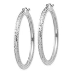 Load image into Gallery viewer, 14K White Gold Diamond Cut Classic Round Diameter Hoop Textured Earrings 40mm x 3mm

