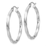 Lataa kuva Galleria-katseluun, 14K White Gold 35.5 mm x 3 mm Hoop Earrings Twisted
