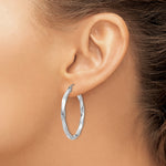 Lataa kuva Galleria-katseluun, 14K White Gold 35.5 mm x 3 mm Hoop Earrings Twisted
