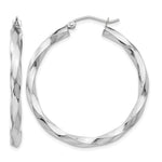 Lataa kuva Galleria-katseluun, 14K White Gold 35.5 mm x 3 mm Hoop Earrings Twisted
