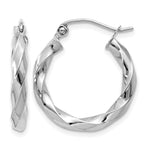Lataa kuva Galleria-katseluun, 14K White Gold 18.5 mm x 3 mm Hoop Earrings Twisted
