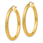 Indlæs billede til gallerivisning 14K Yellow Gold Diamond Cut Classic Round Hoop Earrings 40mm x 4mm
