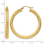 Indlæs billede til gallerivisning 14K Yellow Gold Diamond Cut Classic Round Hoop Earrings 40mm x 4mm
