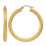 Indlæs billede til gallerivisning 14K Yellow Gold Diamond Cut Classic Round Hoop Earrings 40mm x 4mm
