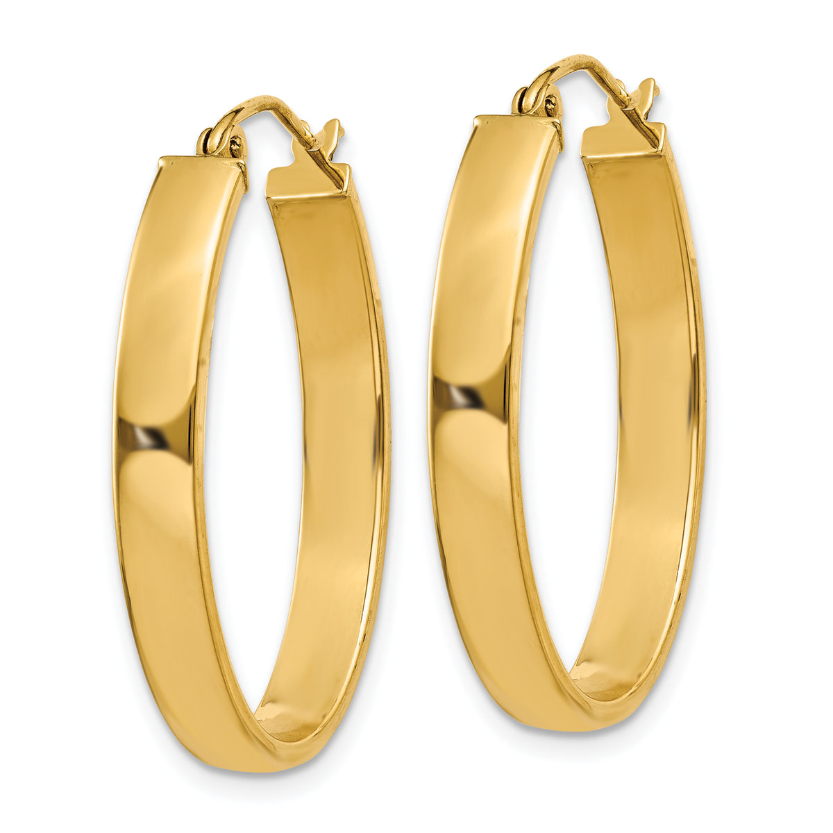 14K Yellow Gold 31mm x 20mm x 4mm Classic Oval Hoop Earrings