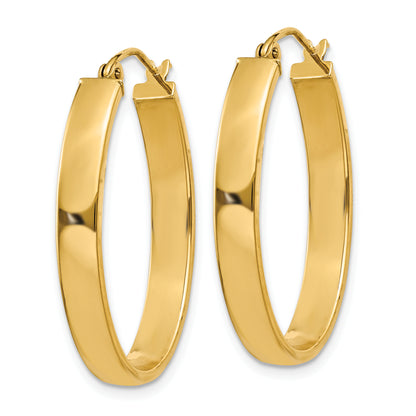 14K Yellow Gold 31mm x 20mm x 4mm Classic Oval Hoop Earrings