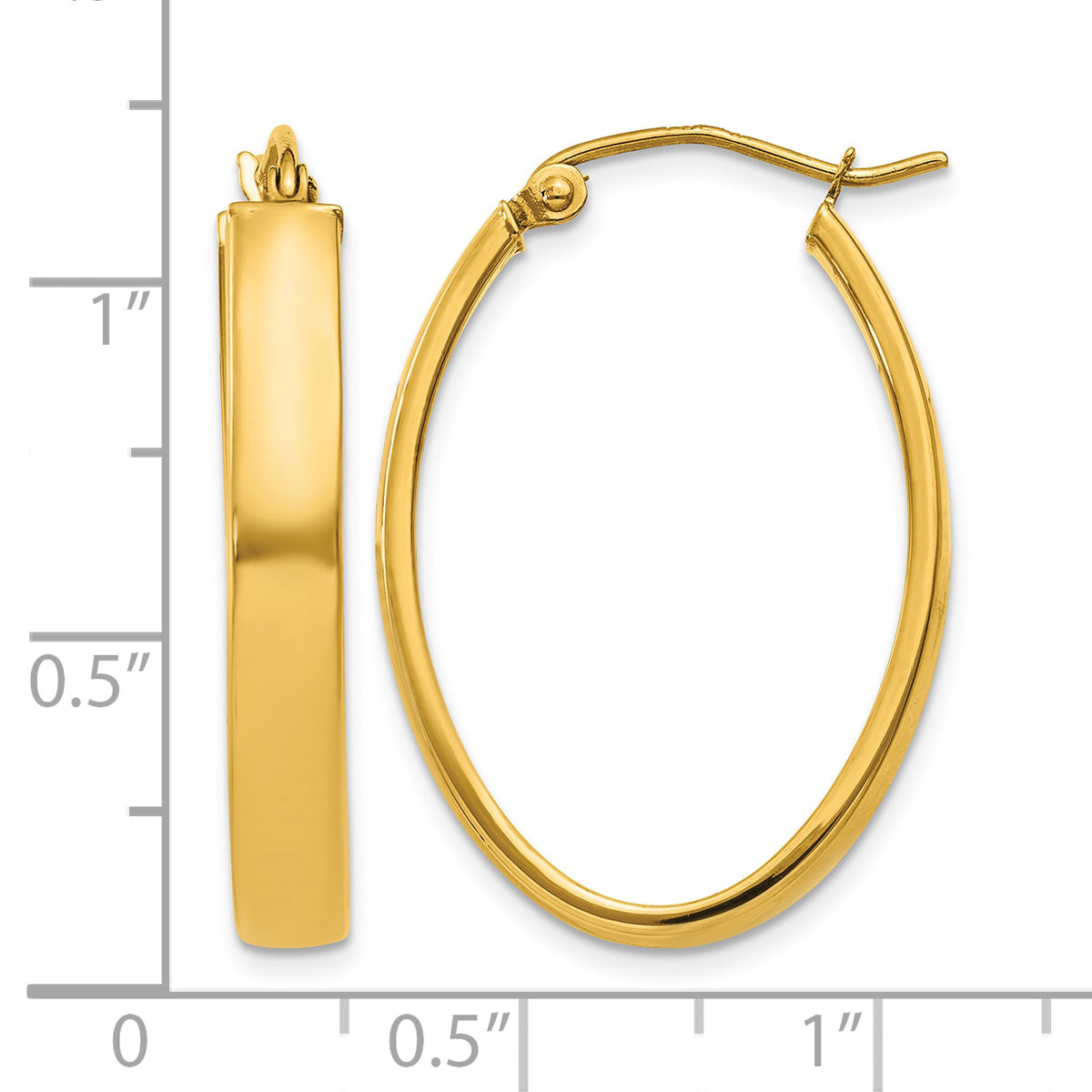 14K Yellow Gold 31mm x 20mm x 4mm Classic Oval Hoop Earrings