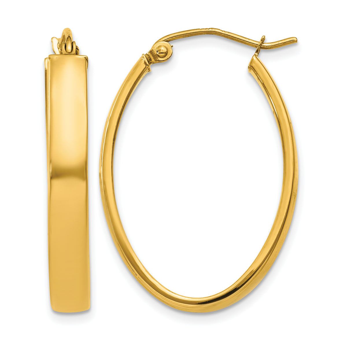 14K Yellow Gold 31mm x 20mm x 4mm Classic Oval Hoop Earrings