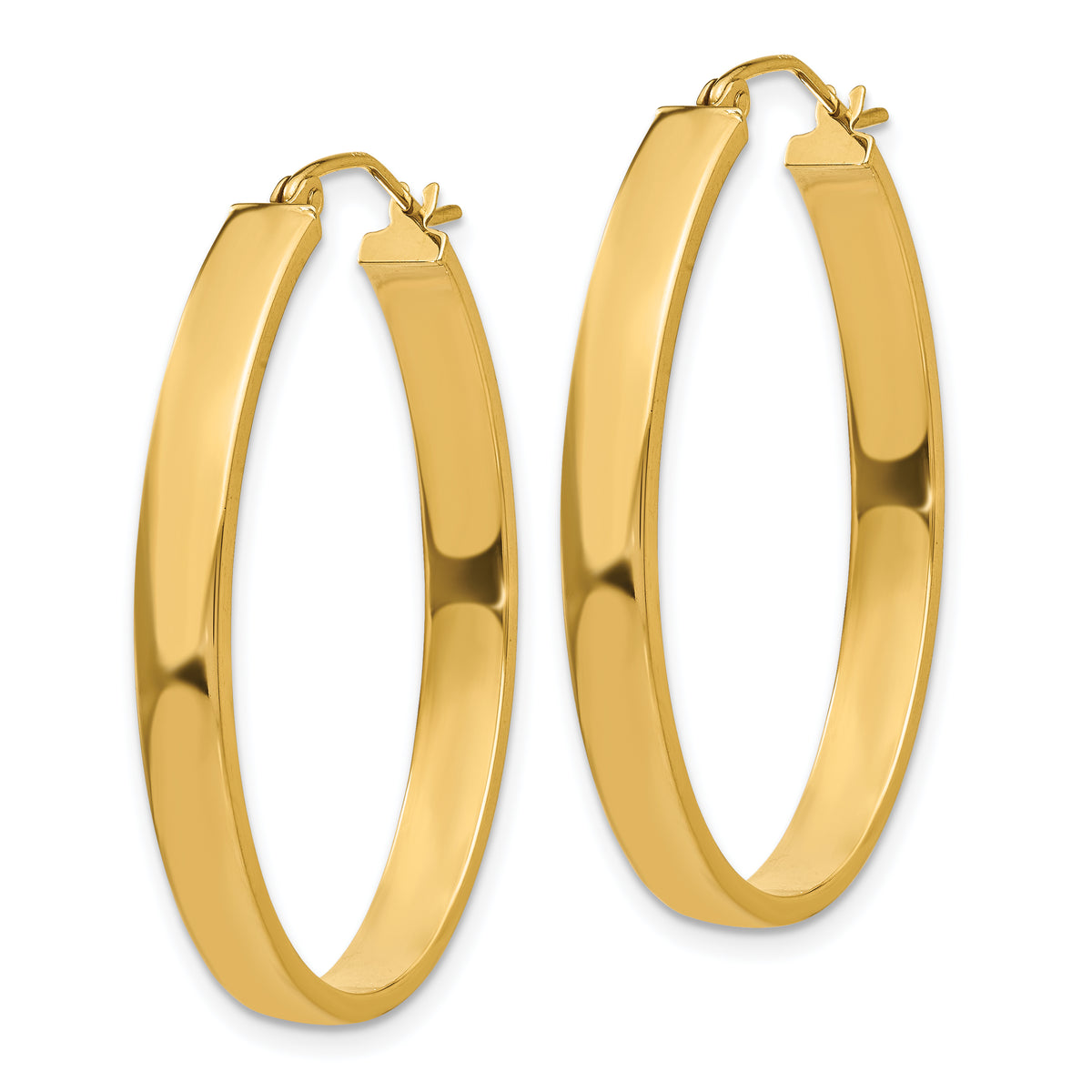 14K Yellow Gold 37mm x 25mm x 4mm Classic Oval Hoop Earrings