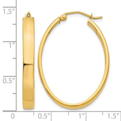 14K Yellow Gold 37mm x 25mm x 4mm Classic Oval Hoop Earrings