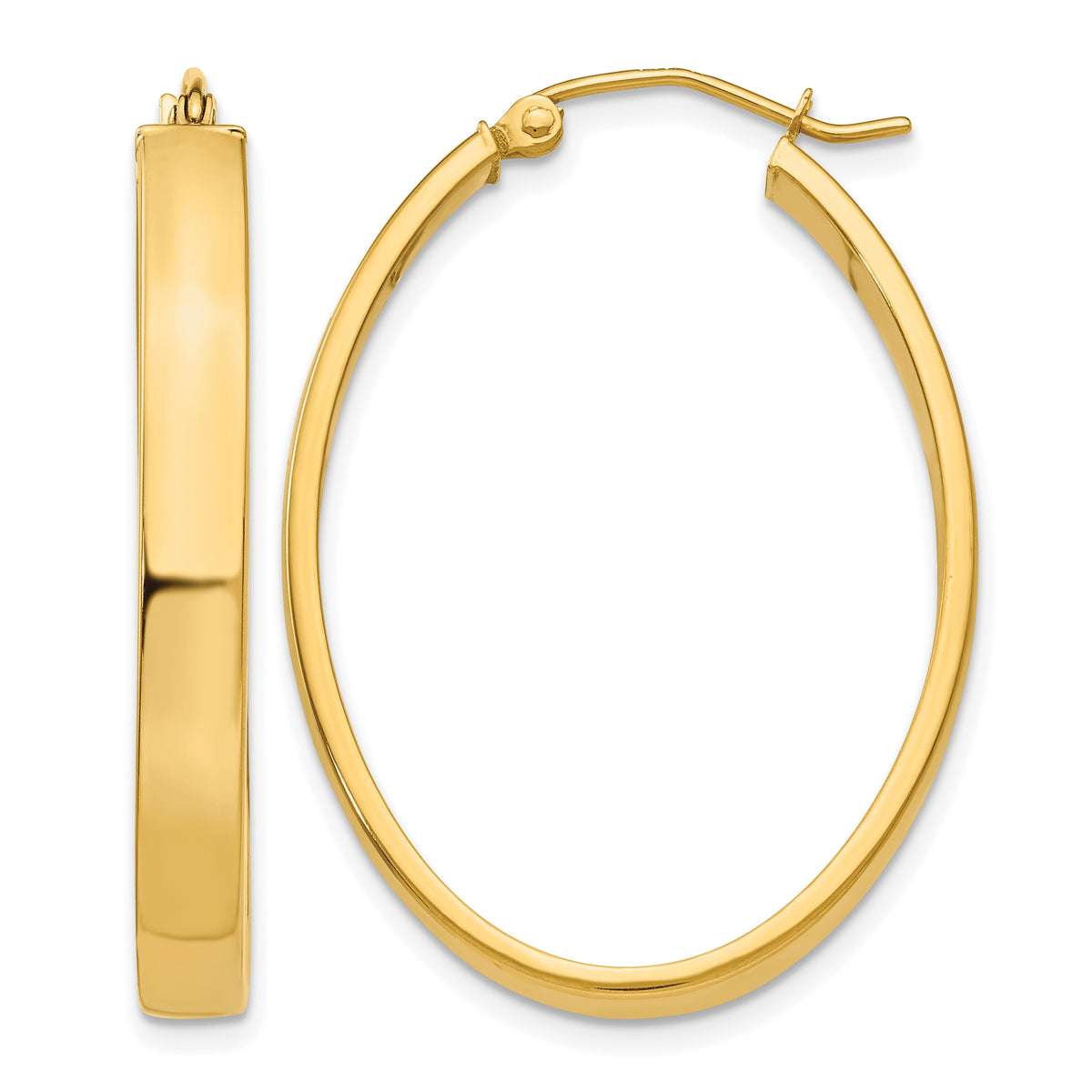 14K Yellow Gold 37mm x 25mm x 4mm Classic Oval Hoop Earrings