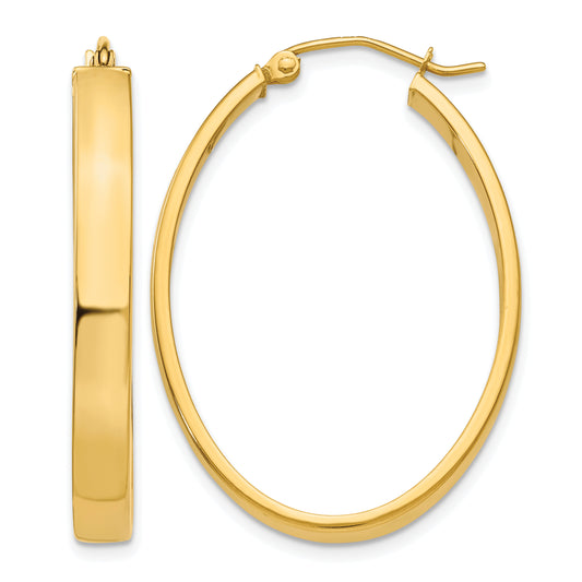 14K Yellow Gold 37mm x 25mm x 4mm Classic Oval Hoop Earrings