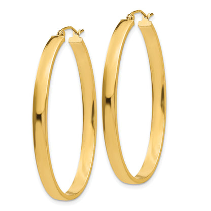 14K Yellow Gold 48mm x 30mm x 4mm Classic Oval Hoop Earrings