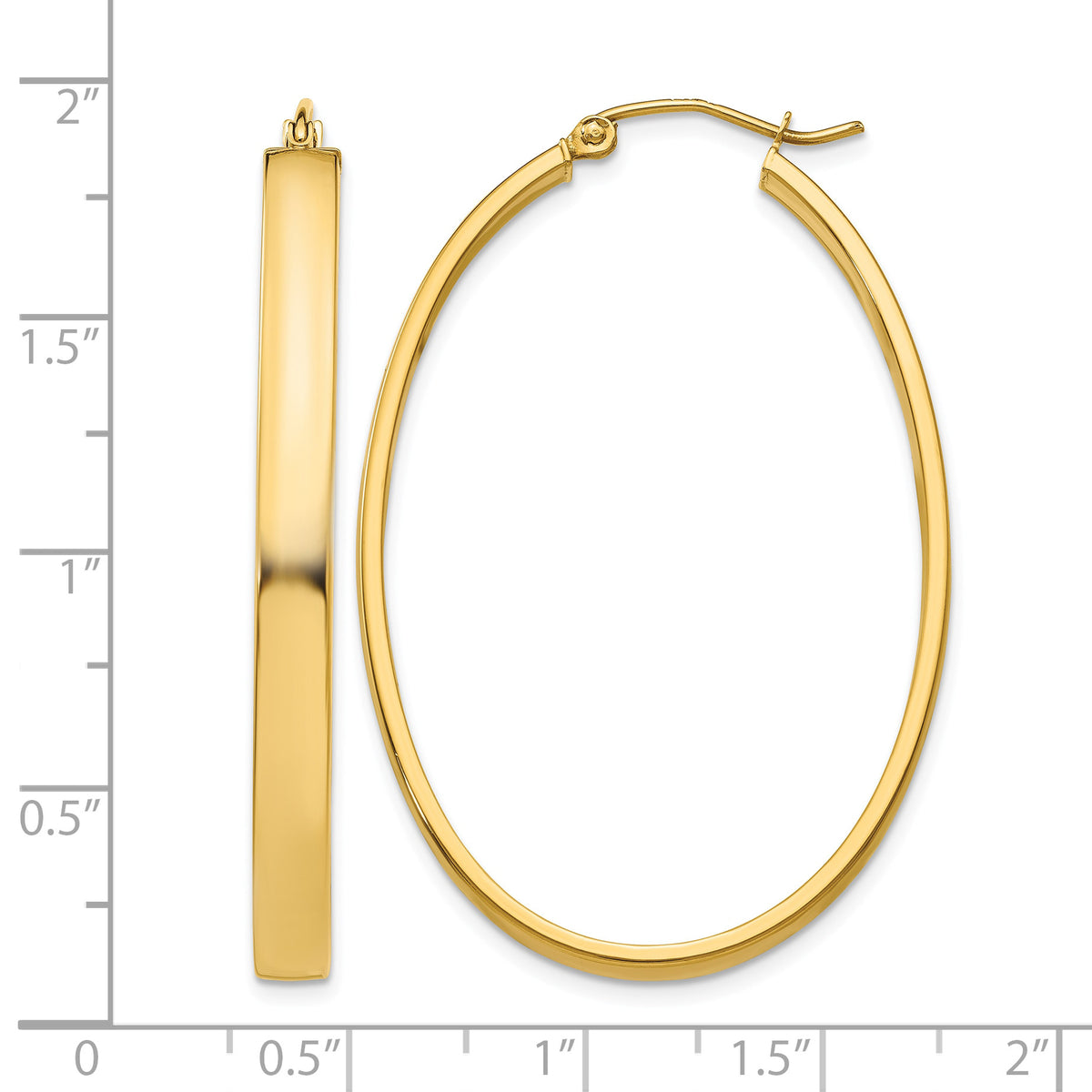 14K Yellow Gold 48mm x 30mm x 4mm Classic Oval Hoop Earrings