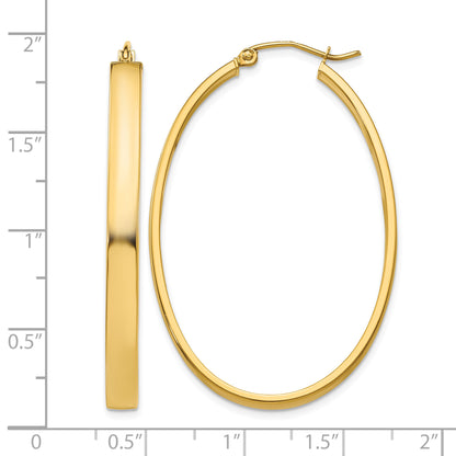 14K Yellow Gold 48mm x 30mm x 4mm Classic Oval Hoop Earrings