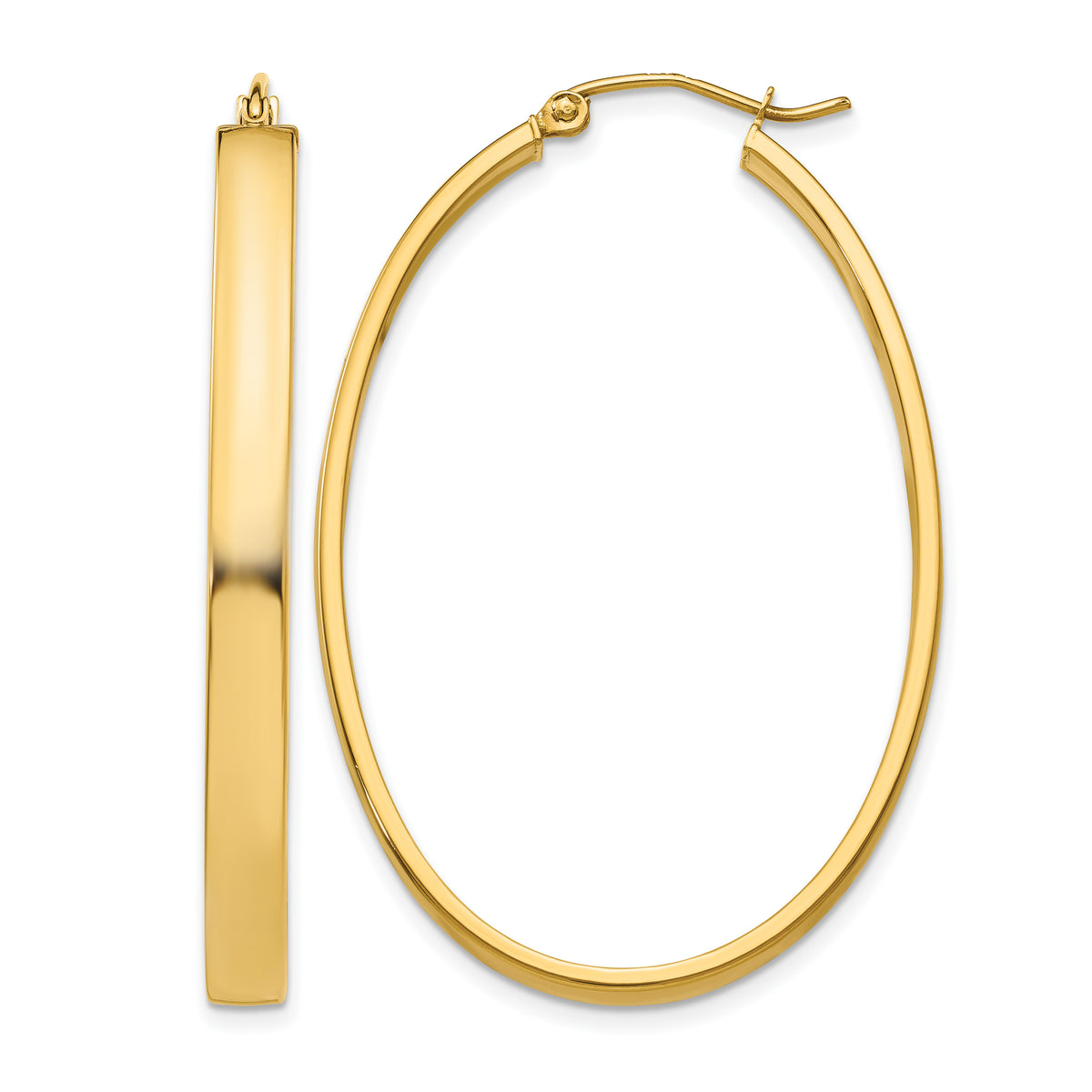 14K Yellow Gold 48mm x 30mm x 4mm Classic Oval Hoop Earrings