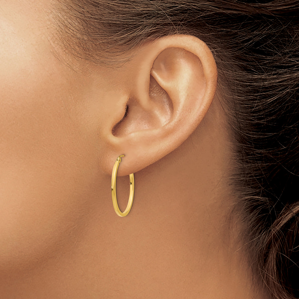 14K Yellow Gold 26mm x 19mm x 1.5mm Classic Oval Hoop Earrings