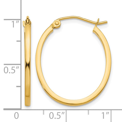 14K Yellow Gold 26mm x 19mm x 1.5mm Classic Oval Hoop Earrings