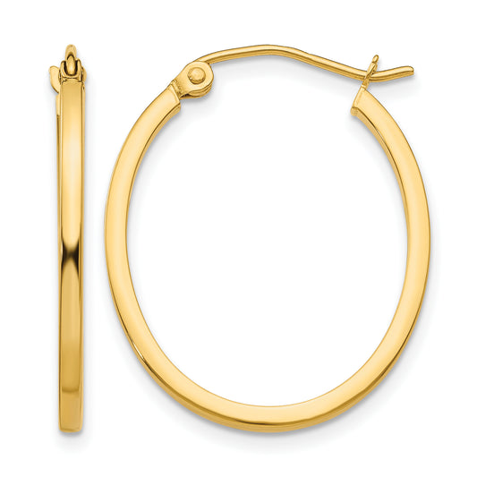 14K Yellow Gold 26mm x 19mm x 1.5mm Classic Oval Hoop Earrings