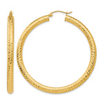 Indlæs billede til gallerivisning 14K Yellow Gold Diamond Cut Round Hoop Earrings 50mm x 4mm
