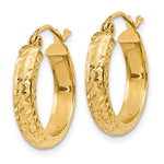 Φόρτωση εικόνας στο εργαλείο προβολής Συλλογής, 14K Yellow Gold Diamond Cut Textured Classic Round Hoop Earrings 17mm x 3.5mm
