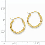 Indlæs billede til gallerivisning 14K Yellow Gold Diamond Cut Textured Classic Round Hoop Earrings 17mm x 3.5mm
