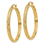 画像をギャラリービューアに読み込む, 14K Yellow Gold Diamond Cut Textured Classic Round Hoop Earrings 38mm x 3.5mm
