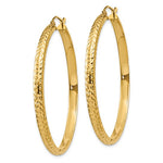 Lataa kuva Galleria-katseluun, 14K Yellow Gold Diamond Cut Textured Classic Round Hoop Earrings 46mm x 3.5mm
