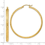 Lataa kuva Galleria-katseluun, 14K Yellow Gold Diamond Cut Textured Classic Round Hoop Earrings 46mm x 3.5mm
