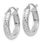 Charger l&#39;image dans la galerie, 14K White Gold Diamond Cut Textured Classic Round Hoop Earrings 17mm x 3.5mm
