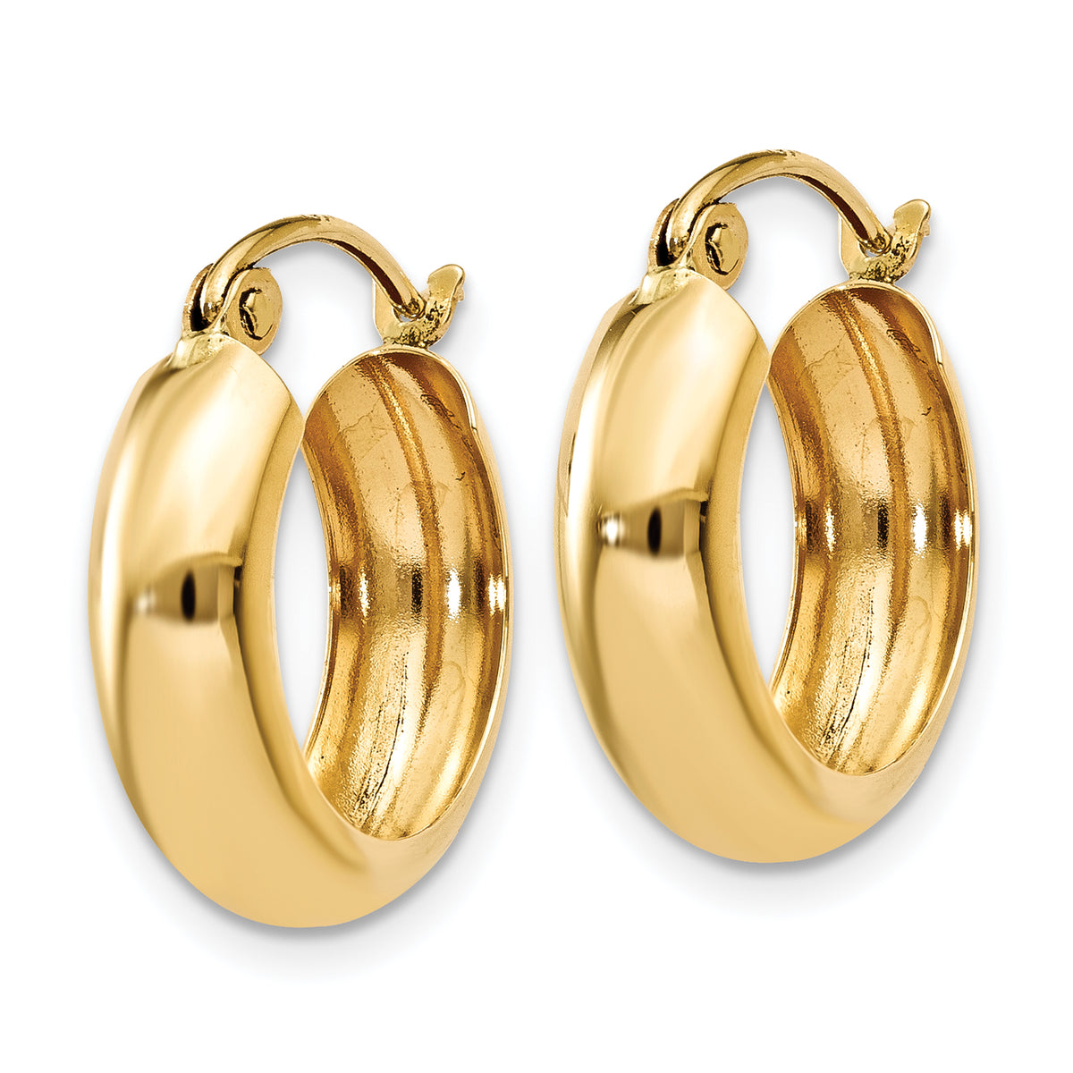 14K Yellow Gold 15mm x 4mm Hoop Earrings