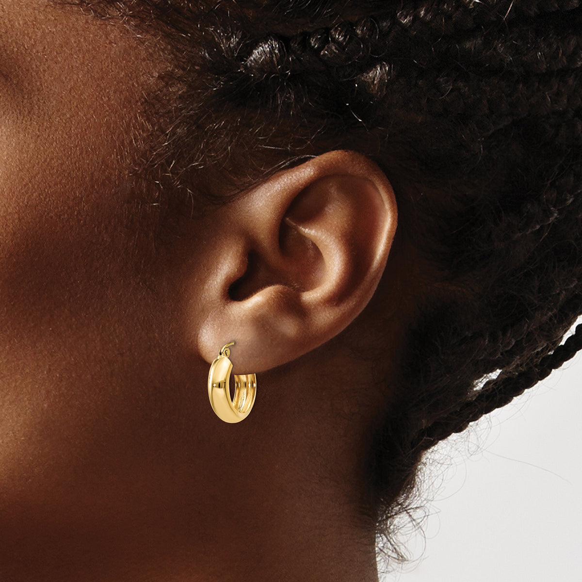 14K Yellow Gold 15mm x 4mm Hoop Earrings