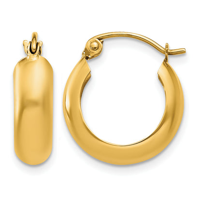 14K Yellow Gold 15mm x 4mm Hoop Earrings