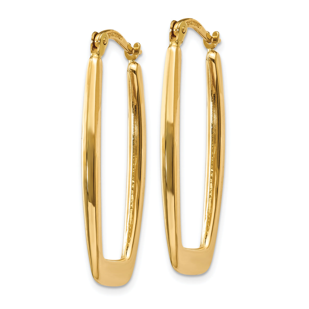 14K Yellow Gold 33mm x 15mm x 2.25mm Modern Rectangle Hoop Earrings