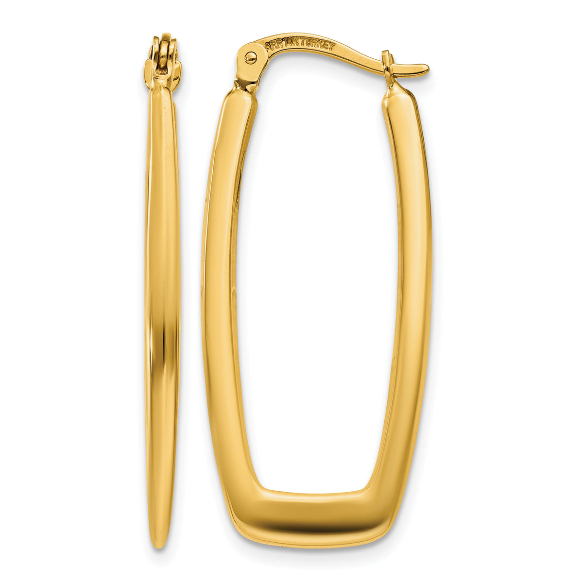 14K Yellow Gold 33mm x 15mm x 2.25mm Modern Rectangle Hoop Earrings
