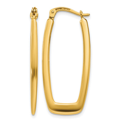 14K Yellow Gold 33mm x 15mm x 2.25mm Modern Rectangle Hoop Earrings