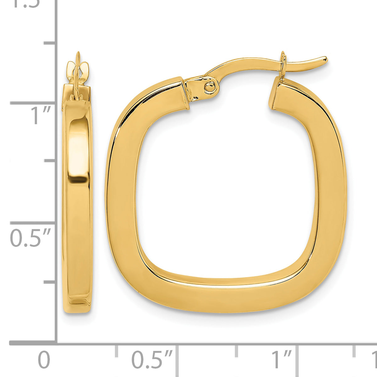 14K Yellow Gold 23mm x 3mm Square Hoop Earrings
