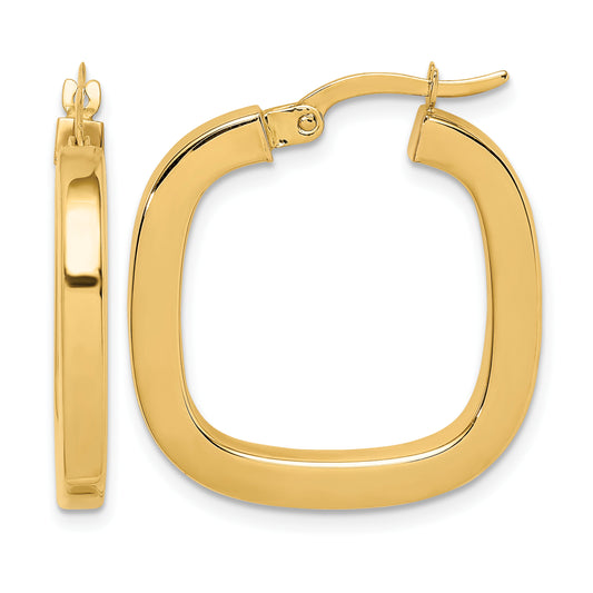14K Yellow Gold 23mm x 3mm Square Hoop Earrings