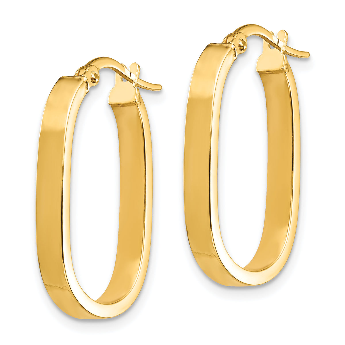 14K Yellow Gold 23.81mm x 15.03mm x 2mm Oval Tube Hoop Earrings