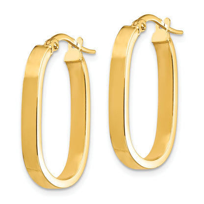 14K Yellow Gold 23.81mm x 15.03mm x 2mm Oval Tube Hoop Earrings