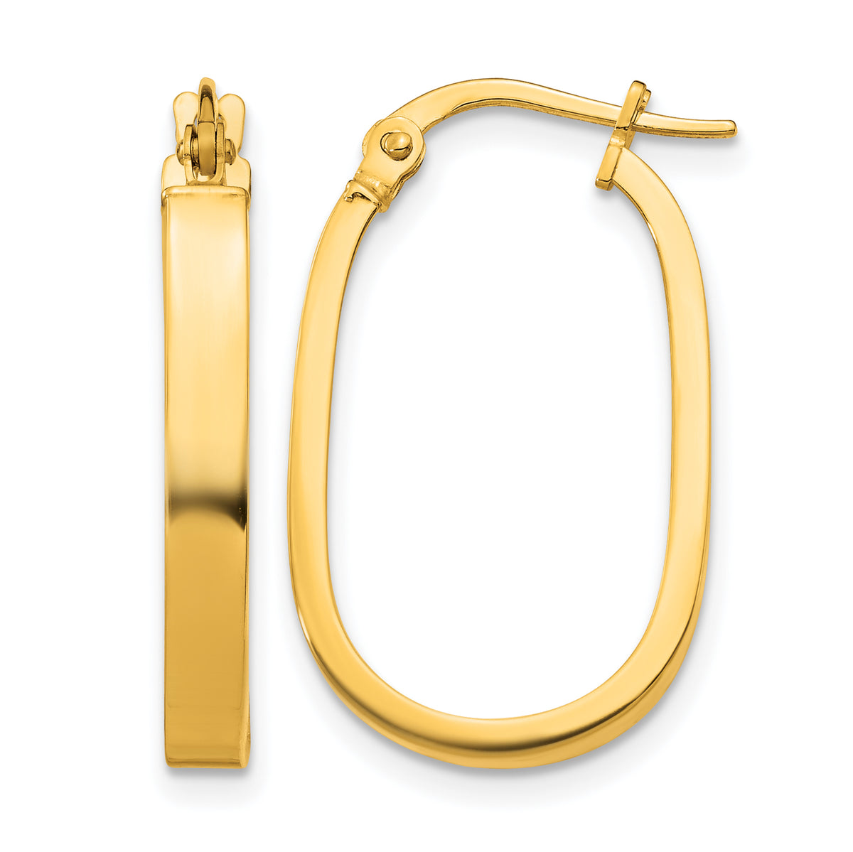 14K Yellow Gold 23.81mm x 15.03mm x 2mm Oval Tube Hoop Earrings