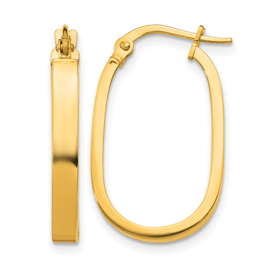 14K Yellow Gold 23.81mm x 15.03mm x 2mm Oval Tube Hoop Earrings