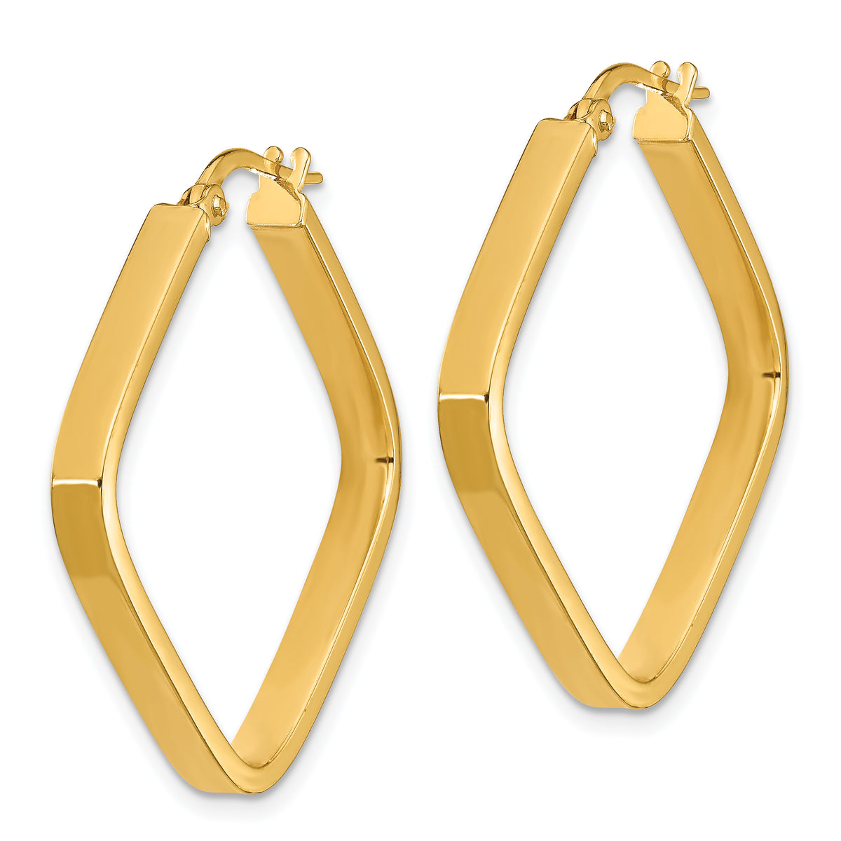 14K Yellow Gold 30mm x 3mm Geometric Square Hoop Earrings