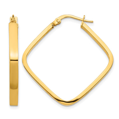 14K Yellow Gold 30mm x 3mm Geometric Square Hoop Earrings
