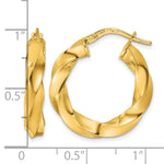 Load image into Gallery viewer, 14K Yellow Gold 21.5 mm x 4 mm Hoop Earrings Polished Twisted
