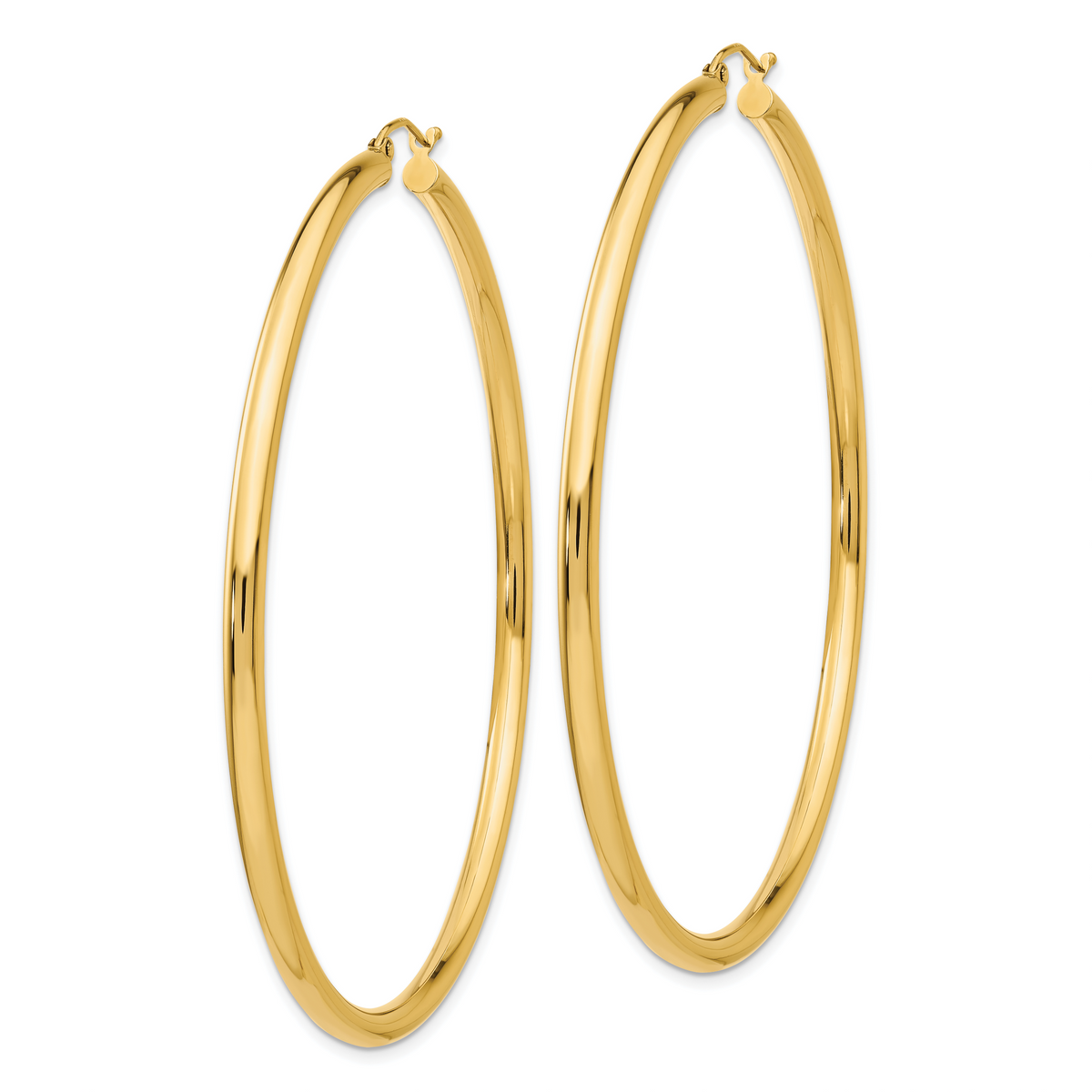 14K Yellow Gold 70mm x 3mm Classic Round Hoop Earrings