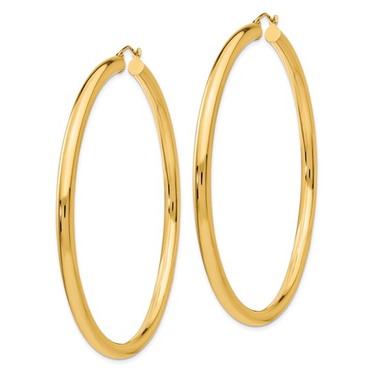 14k yellow gold 2.76 inch large round classic hoop earrings 70mm x 4mm