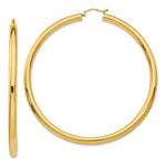 Załaduj obraz do przeglądarki galerii, 14K Yellow Gold 2.76 inch Large Round Classic Hoop Earrings 70mm x 4mm

